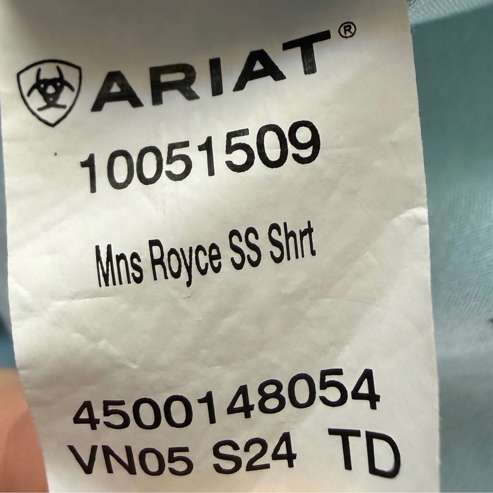 Ariat Royce Mens M Blue Geometric Diamond Western Short Sleeve Button Down Shirt - Picture 9 of 15